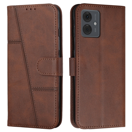 

For Motorola Moto G14 Stitching Calf Texture Buckle Leather Phone Case(Brown)