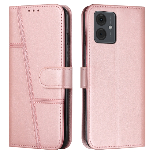 

For Motorola Moto G14 Stitching Calf Texture Buckle Leather Phone Case(Rose Gold)