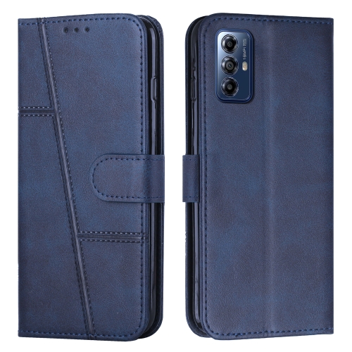 

For Motorola Moto G Play 5G 2024 Stitching Calf Texture Buckle Leather Phone Case(Blue)