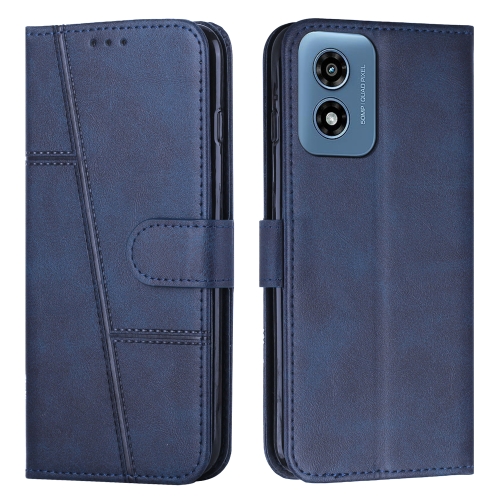 

For Motorola Moto G04/G24 Stitching Calf Texture Buckle Leather Phone Case(Blue)