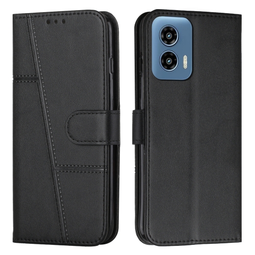 

For Motorola Moto G34 5G Stitching Calf Texture Buckle Leather Phone Case(Black)