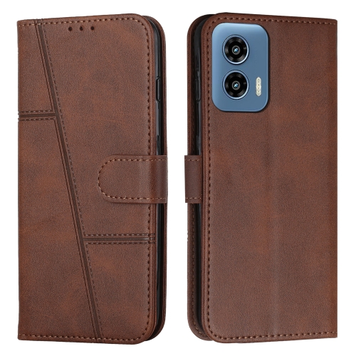 

For Motorola Moto G34 5G Stitching Calf Texture Buckle Leather Phone Case(Brown)