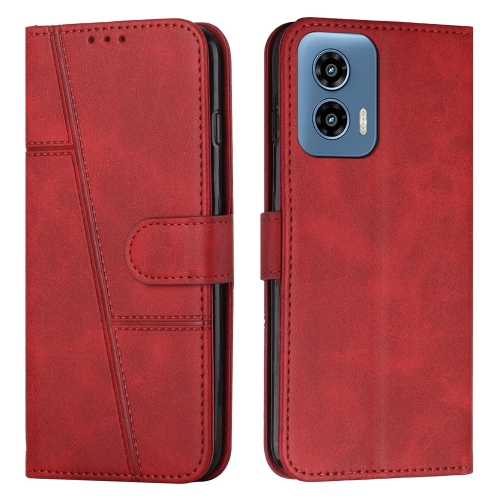 

For Motorola Moto G34 5G Stitching Calf Texture Buckle Leather Phone Case(Red)