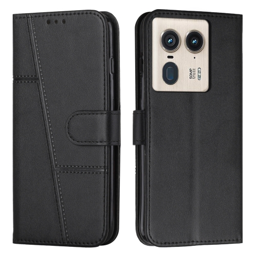 

For Motorola Edge 50 Ultra Stitching Calf Texture Buckle Leather Phone Case(Black)
