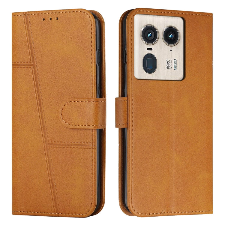 

For Motorola Edge 50 Ultra Stitching Calf Texture Buckle Leather Phone Case(Yellow)
