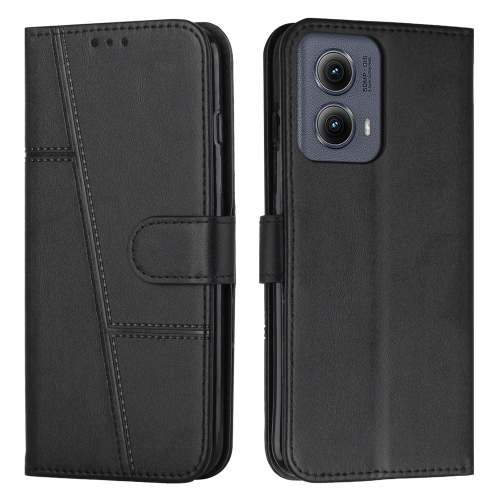 

For Motorola Edge 2024 Stitching Calf Texture Buckle Leather Phone Case(Black)