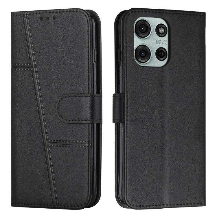

For Motorola Moto G86 5G Stitching Calf Texture Buckle Leather Phone Case(Black)