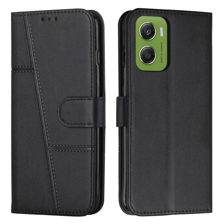 

For Motorola Moto G06 4G Stitching Calf Texture Buckle Leather Phone Case(Black)