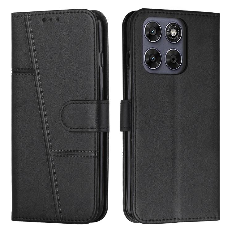 For Motorola Moto G Max / G87 / G77 5G Stitching Calf Texture Buckle Leather Phone Case(Black)