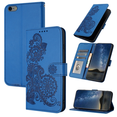 

For iPhone 6 / 7 / 8 / SE 2020 Datura Flower Embossed Flip Leather Phone Case(Blue)