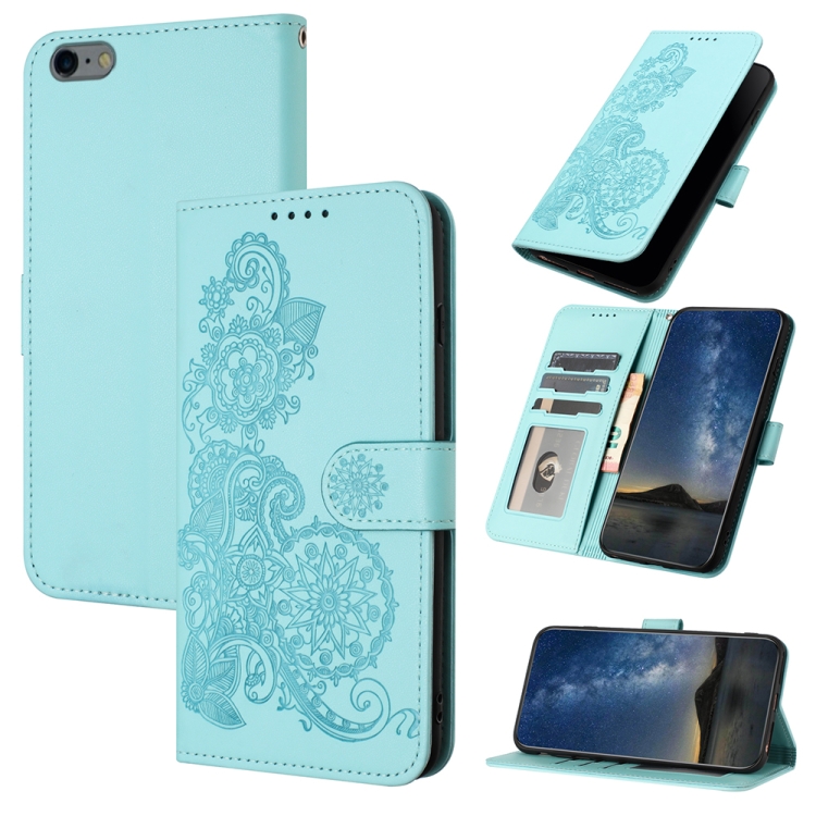 

For iPhone 6 / 7 / 8 / SE 2020 Datura Flower Embossed Flip Leather Phone Case(Light blue)