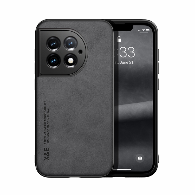 

For OnePlus Ace 2 Pro Skin Feel Magnetic Leather Back Phone Case(Dark Grey)