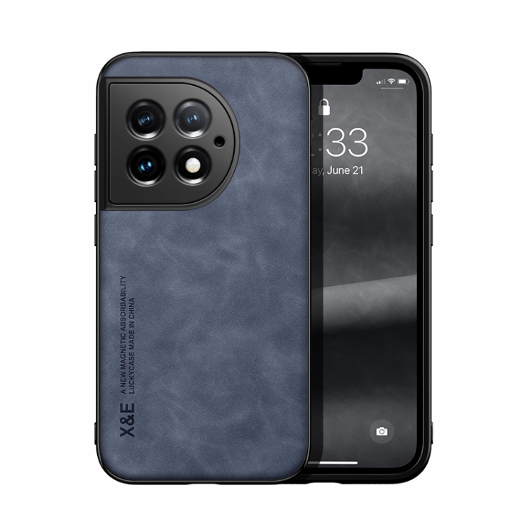

For OnePlus Ace 2 Pro Skin Feel Magnetic Leather Back Phone Case(Blue)