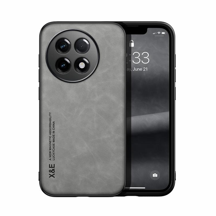 

For OnePlus Ace 5 Skin Feel Magnetic Leather Back Phone Case(Light Grey)