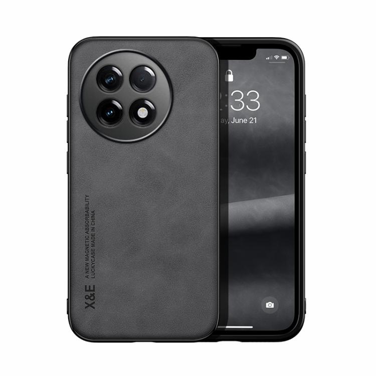 

For OnePlus Ace 5 Skin Feel Magnetic Leather Back Phone Case(Dark Grey)