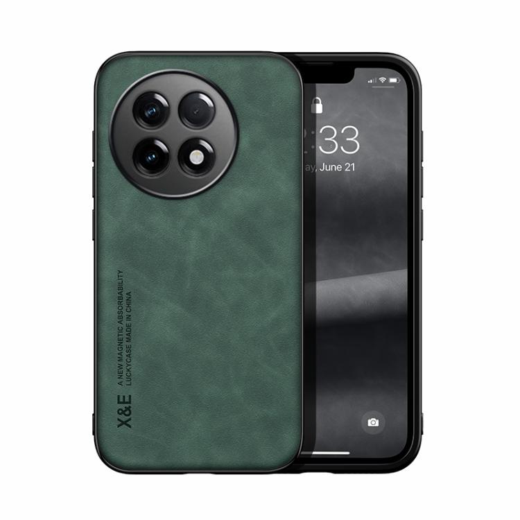 

For OnePlus Ace 5 Skin Feel Magnetic Leather Back Phone Case(Green)