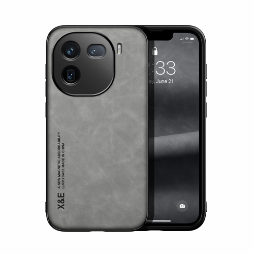 

For vivo iQOO 12 Skin Feel Magnetic Leather Back Phone Case(Light Grey)