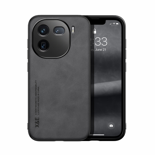 

For vivo iQOO 12 Skin Feel Magnetic Leather Back Phone Case(Dark Grey)