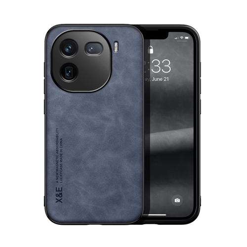 

For vivo iQOO 12 Skin Feel Magnetic Leather Back Phone Case(Blue)