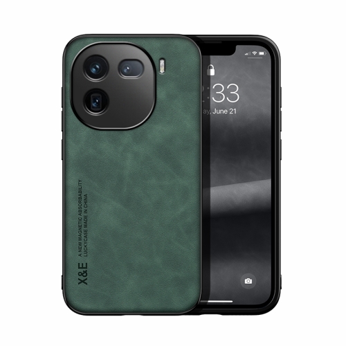 

For vivo iQOO 12 Pro Skin Feel Magnetic Leather Back Phone Case(Green)