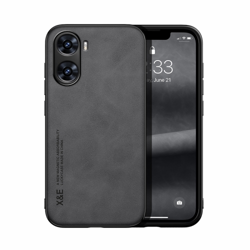 

For vivo V29e Skin Feel Magnetic Leather Back Phone Case(Dark Grey)