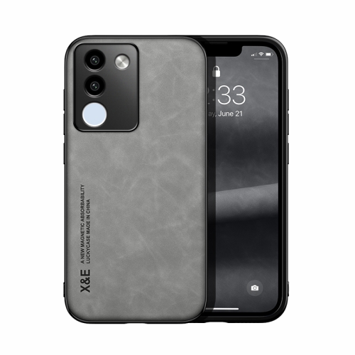 

For vivo V29e Global Skin Feel Magnetic Leather Back Phone Case(Light Grey)