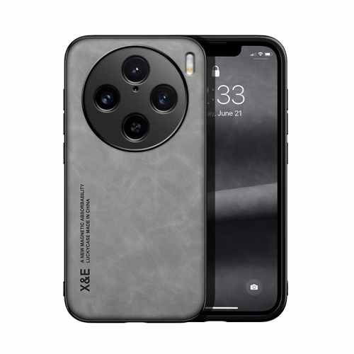 

For vivo X100 Pro Skin Feel Magnetic Leather Back Phone Case(Light Grey)