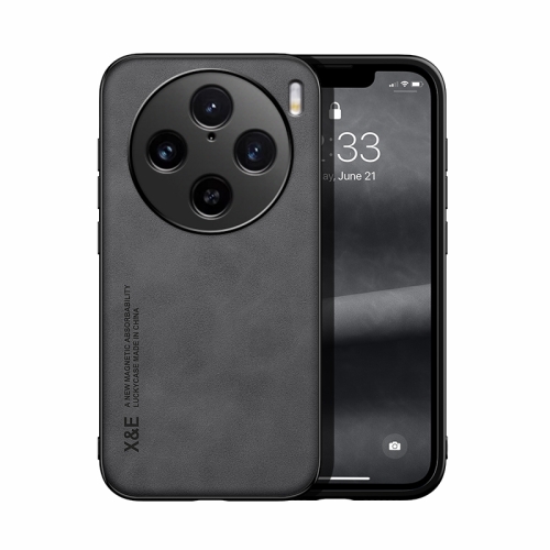 

For vivo X100 Pro Skin Feel Magnetic Leather Back Phone Case(Dark Grey)