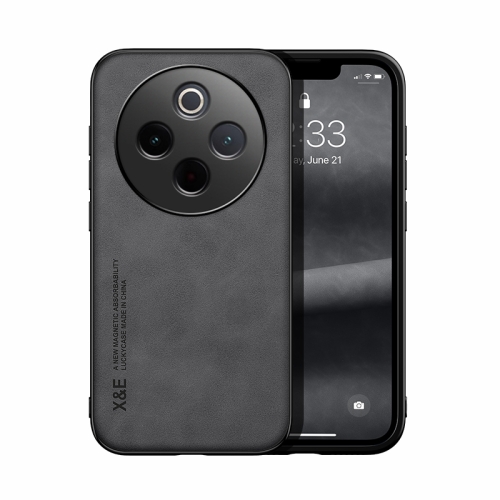 

For vivo Y300 Pro Skin Feel Magnetic Leather Back Phone Case(Dark Grey)