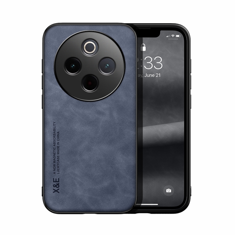 

For vivo Y300 Pro Skin Feel Magnetic Leather Back Phone Case(Blue)