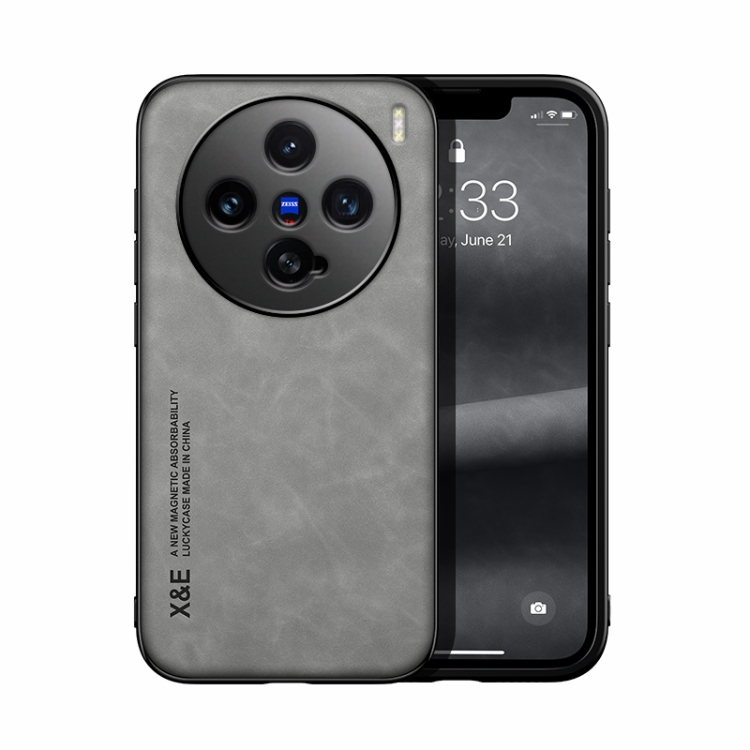 

For vivo X200 Pro mini Skin Feel Magnetic Leather Back Phone Case(Light Grey)