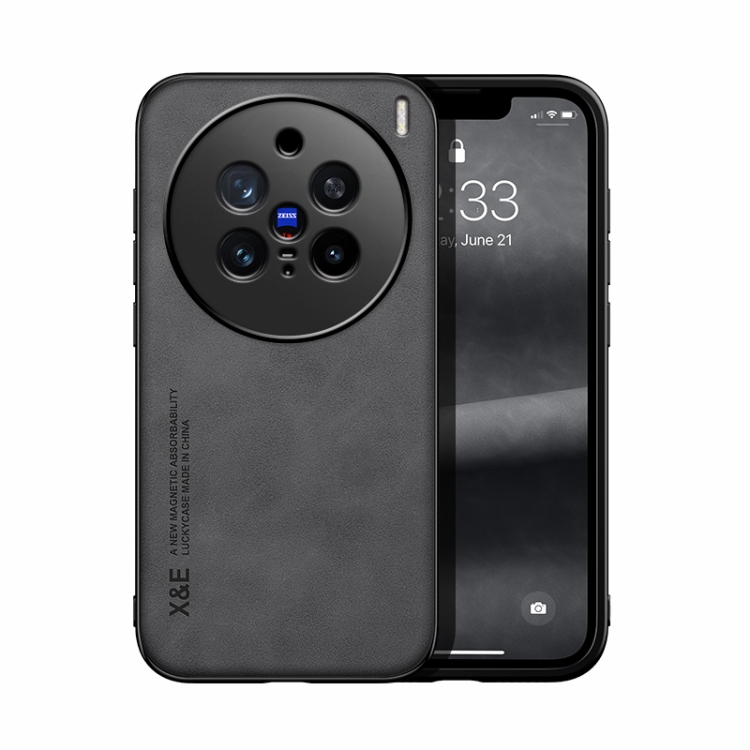 

For vivo X200 Pro Skin Feel Magnetic Leather Back Phone Case(Dark Grey)