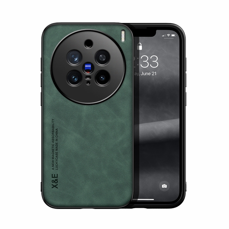 

For vivo X200 Pro Skin Feel Magnetic Leather Back Phone Case(Green)