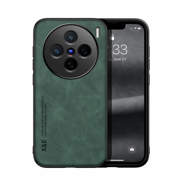 

For vivo X200 Skin Feel Magnetic Leather Back Phone Case(Green)