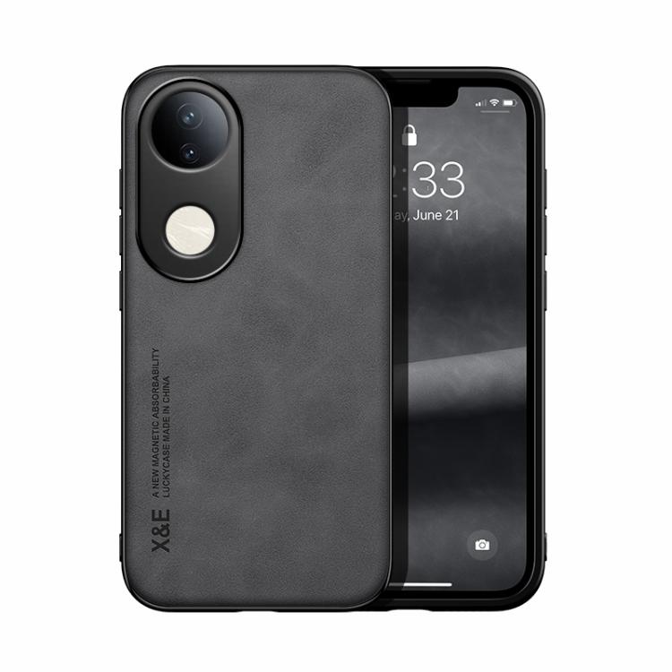 

For vivo S20 Skin Feel Magnetic Leather Back Phone Case(Dark Grey)