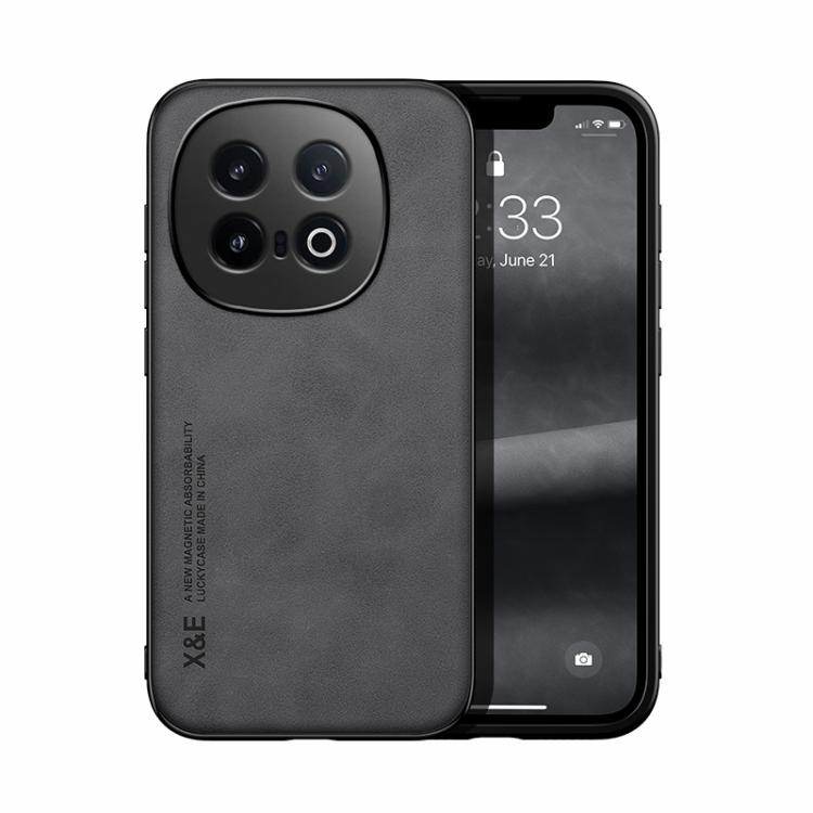 

For vivo iQOO 13 Skin Feel Magnetic Leather Back Phone Case(Dark Grey)