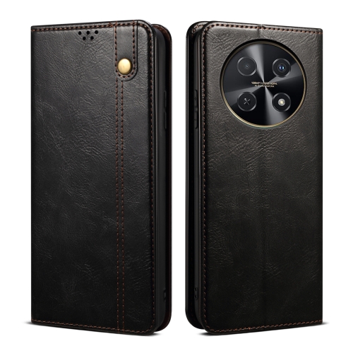 

For Huawei nova 12i 4G Global Oil Wax Crazy Horse Texture Leather Phone Case(Black)