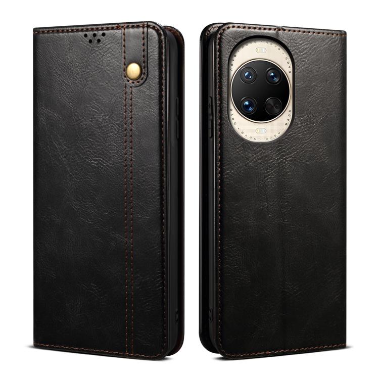 

For Huawei nova 14 Ultra Oil Wax Crazy Horse Texture Leather Phone Case(Black)