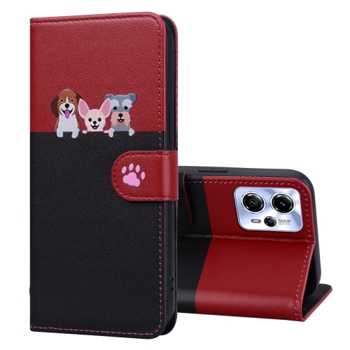 

For Motorola Moto G13 Cute Pet Series Color Block Buckle Leather Phone Case(Black)