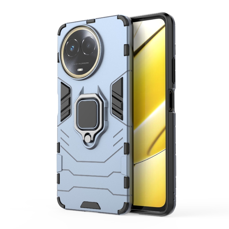 

For Realme 11 5G Global Shockproof PC + TPU Holder Phone Case(Navy Blue)