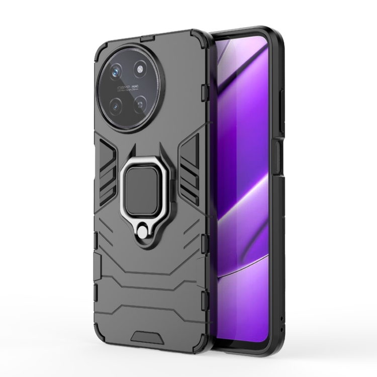 

For Realme 11 4G Global Shockproof PC + TPU Holder Phone Case(Black)