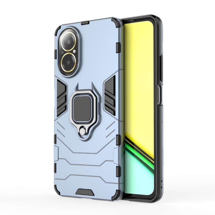 

For Realme C67 4G Shockproof PC + TPU Holder Phone Case(Navy Blue)