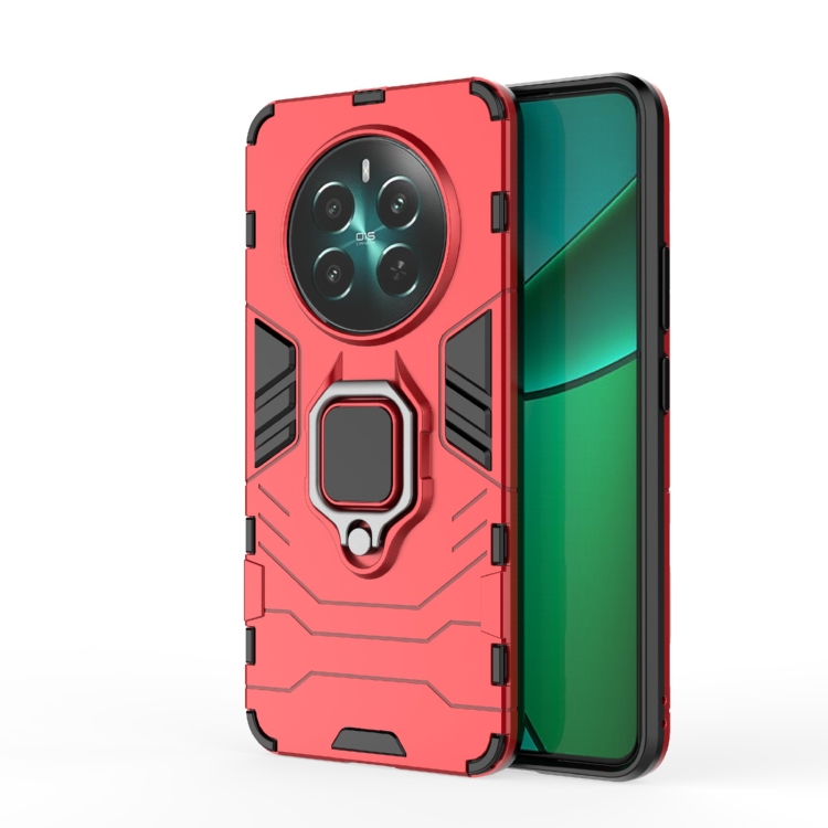 

For Realme 12+ Shockproof PC + TPU Holder Phone Case(Red)