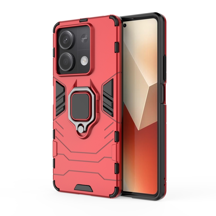 

For Xiaomi Redmi Note 13 Shockproof PC + TPU Holder Phone Case(Red)