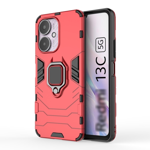 

For Xiaomi Redmi 13C 4G / 5G Shockproof PC + TPU Holder Phone Case(Red)