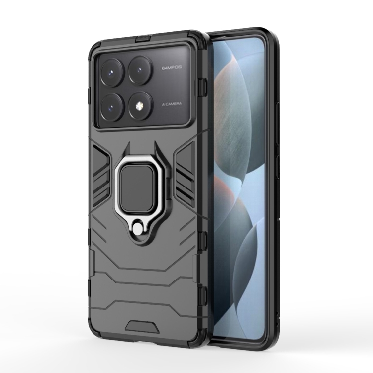 

For Xiaomi Redmi K70E Shockproof PC + TPU Holder Phone Case(Black)