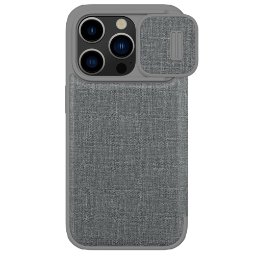 

For iPhone 15 Pro Max NILLKIN QIN Series Pro Fabric Textured Leather Phone Case(Grey)