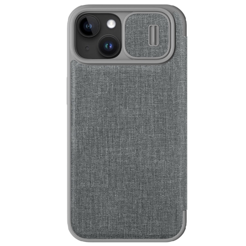 

For iPhone 15 Plus NILLKIN QIN Series Pro Fabric Textured Leather Phone Case(Grey)