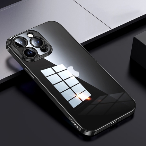 

For iPhone 15 Pro Max SULADA Shine Through Series Plating TPU Transparent Phone Case(Space Black)