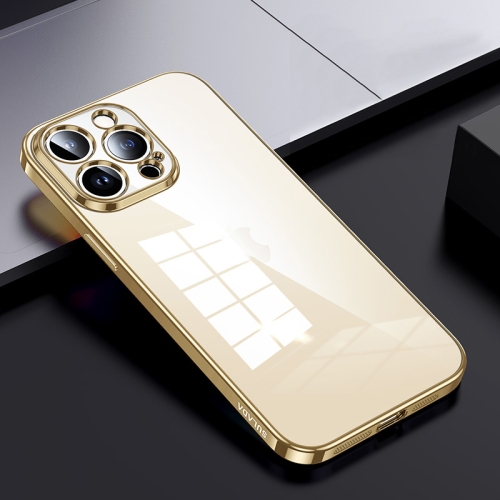 

For iPhone 15 Pro SULADA Shine Through Series Plating TPU Transparent Phone Case(Gold)